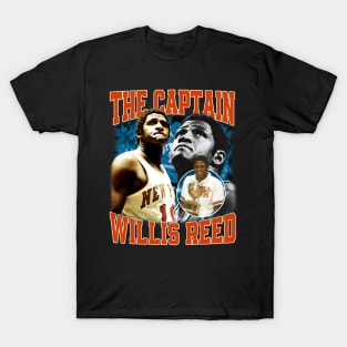 Willis Reed The Captain Basketball Legend Signature Vintage Retro 80s 90s Bootleg Rap Style T-Shirt